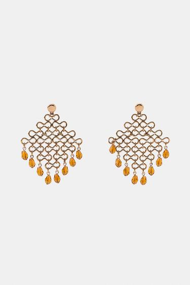 OHRRINGE MIT METALLTEILEN UND SCHMUCKPERLEN - Goldfarben von Zara