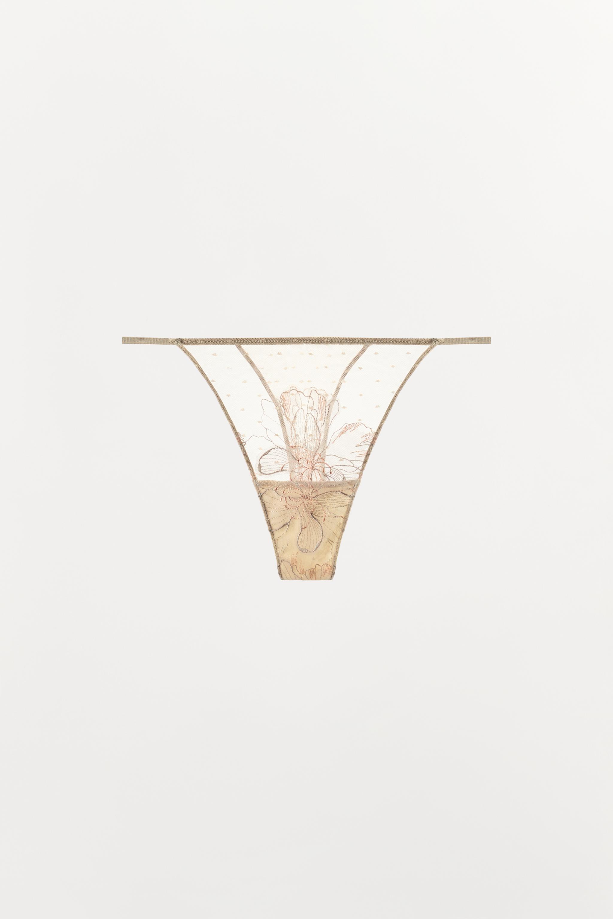 LACE THONG — Pink / White