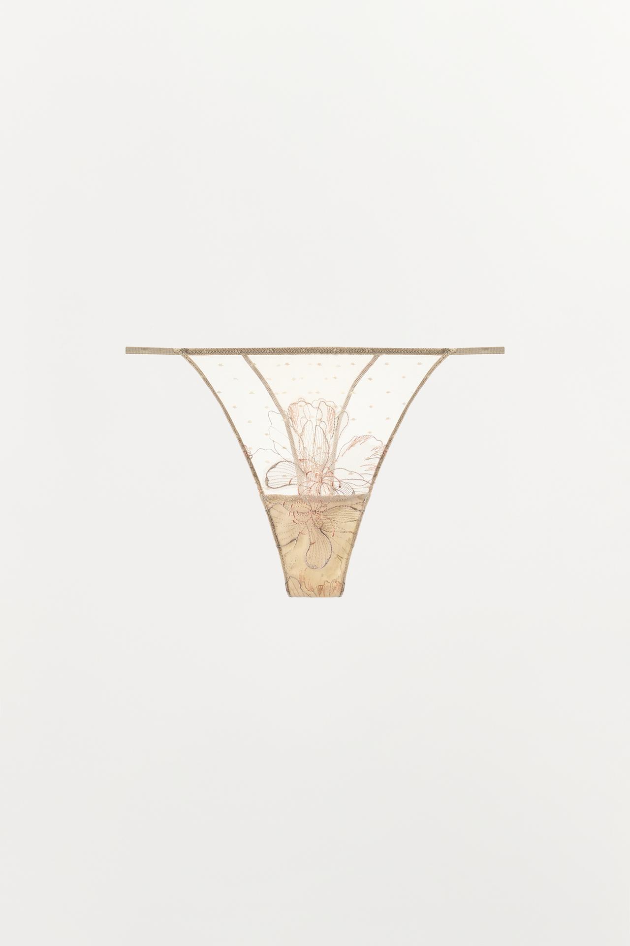 LACE THONG — Pink / White