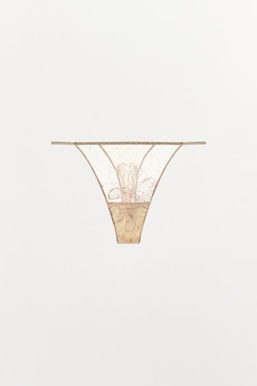 LACE THONG - Pink / White by Zara