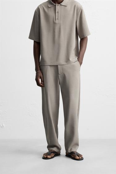 STRAIGHT-LEG TROUSERS - Stone by Zara