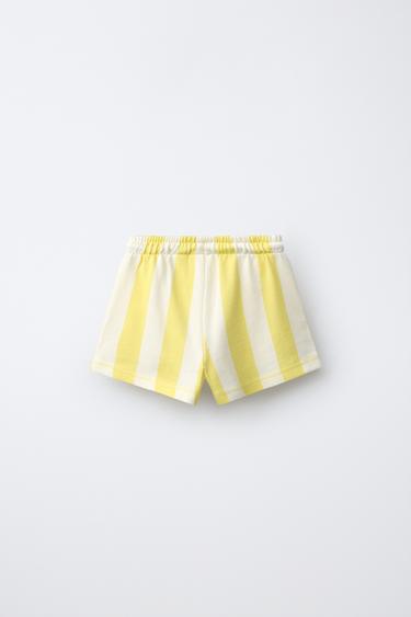 STRIPED PLUSH BERMUDA SHORTS - Pastel yellow by Zara - Image 1