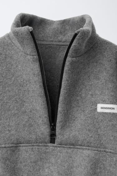 SWEAT POLAIRE ÉTIQUETTE BENSIMON ® X ZARA - Gris chiné de Zara - Image 2