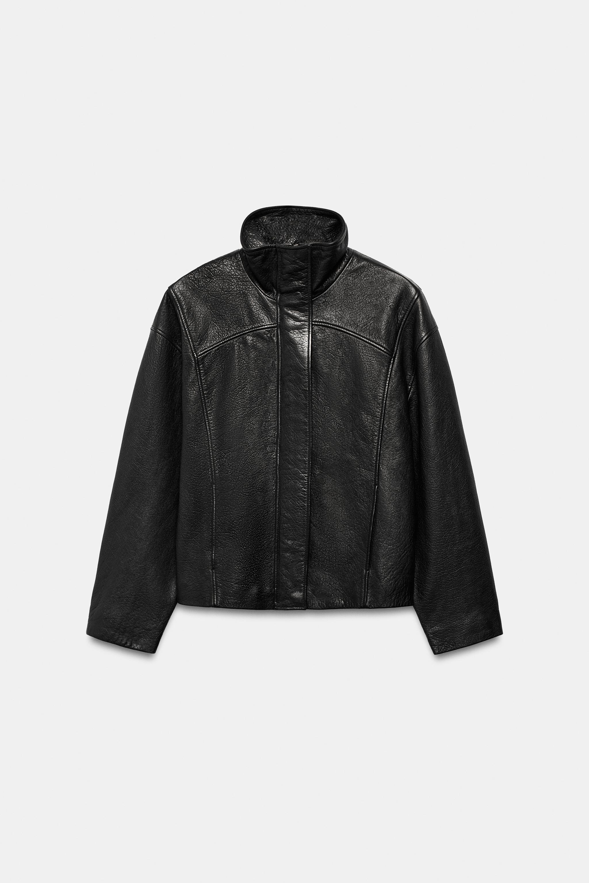 100% LEATHER OVERSIZED JACKET