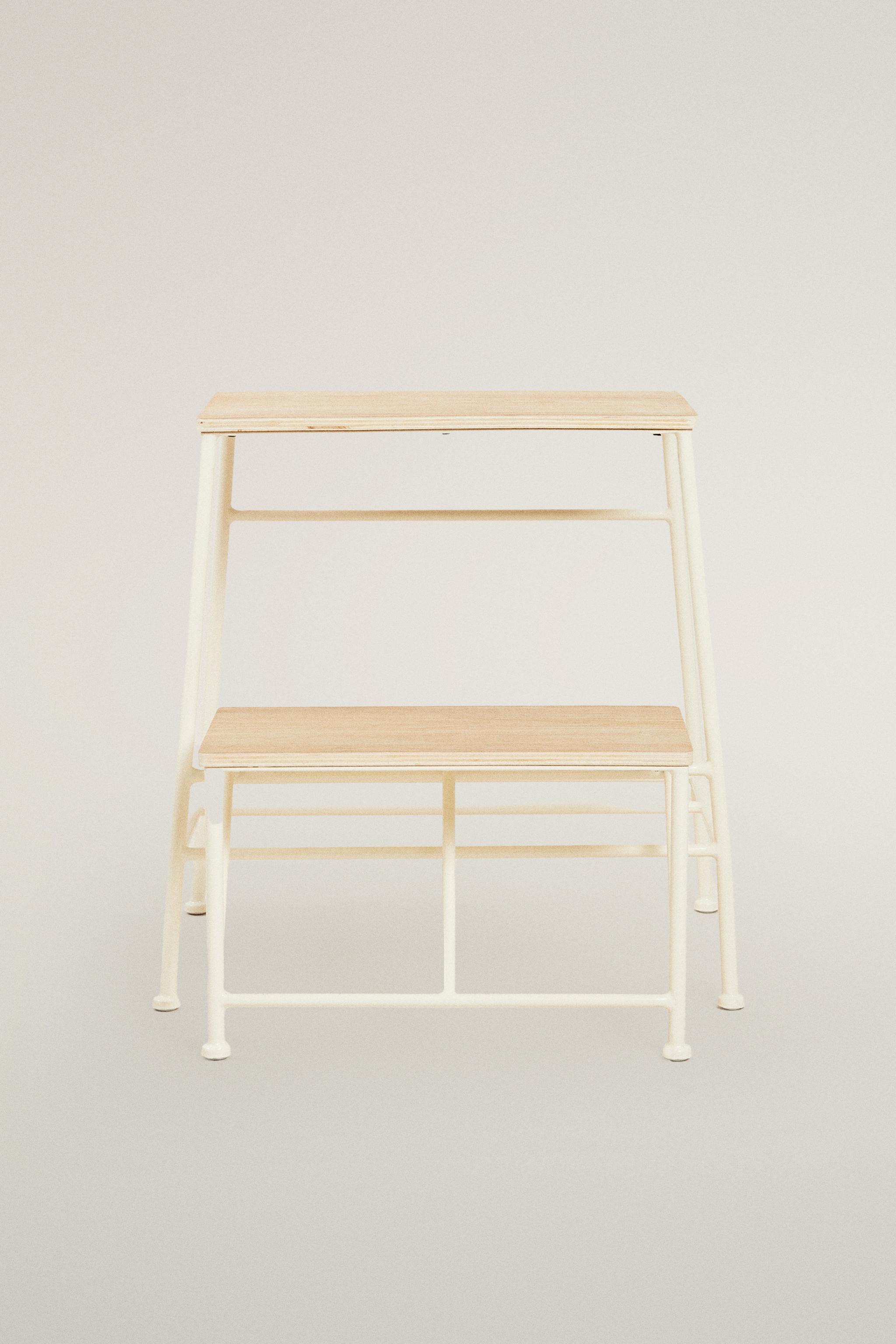TWO-STEP WOODEN STEP STOOL - Light beige | ZARA United States