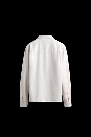 Zara LIMITED EDITION LIGHT DENIM SHIRT - Oyster-white