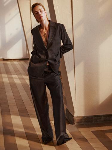 Blazer à rayures tennis 100 % laine - Chocolat de Zara - Image 0