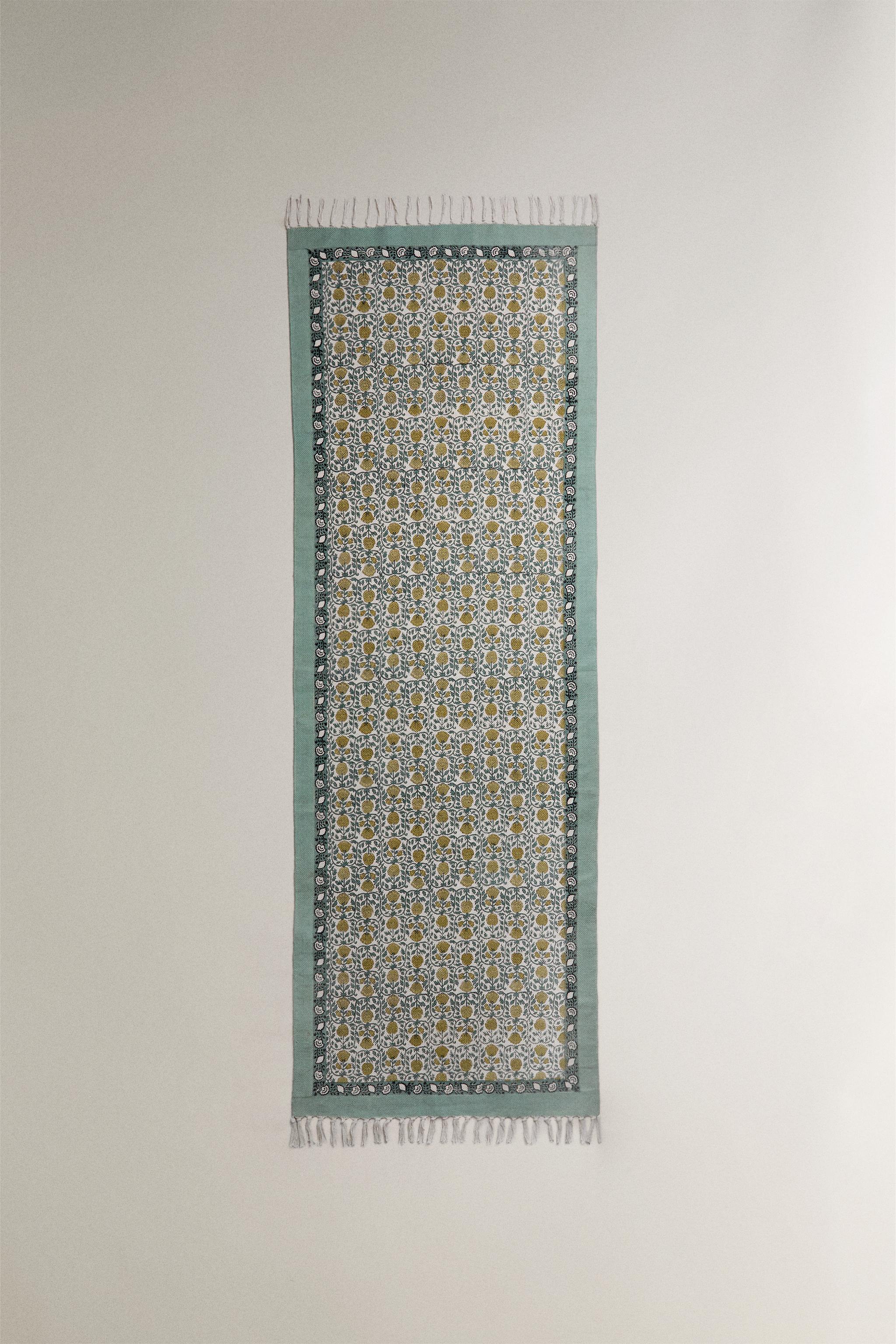 REVERSIBLE COTTON RUG — Blue / Green