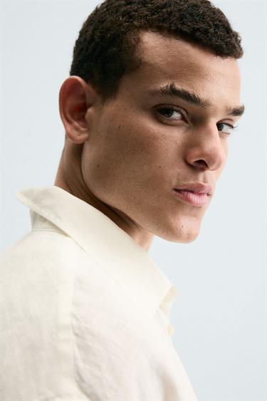 FILIPE JARDIM X ZARA LINEN SHIRT WITH CONTRAST PATCH - Oyster-white by Zara