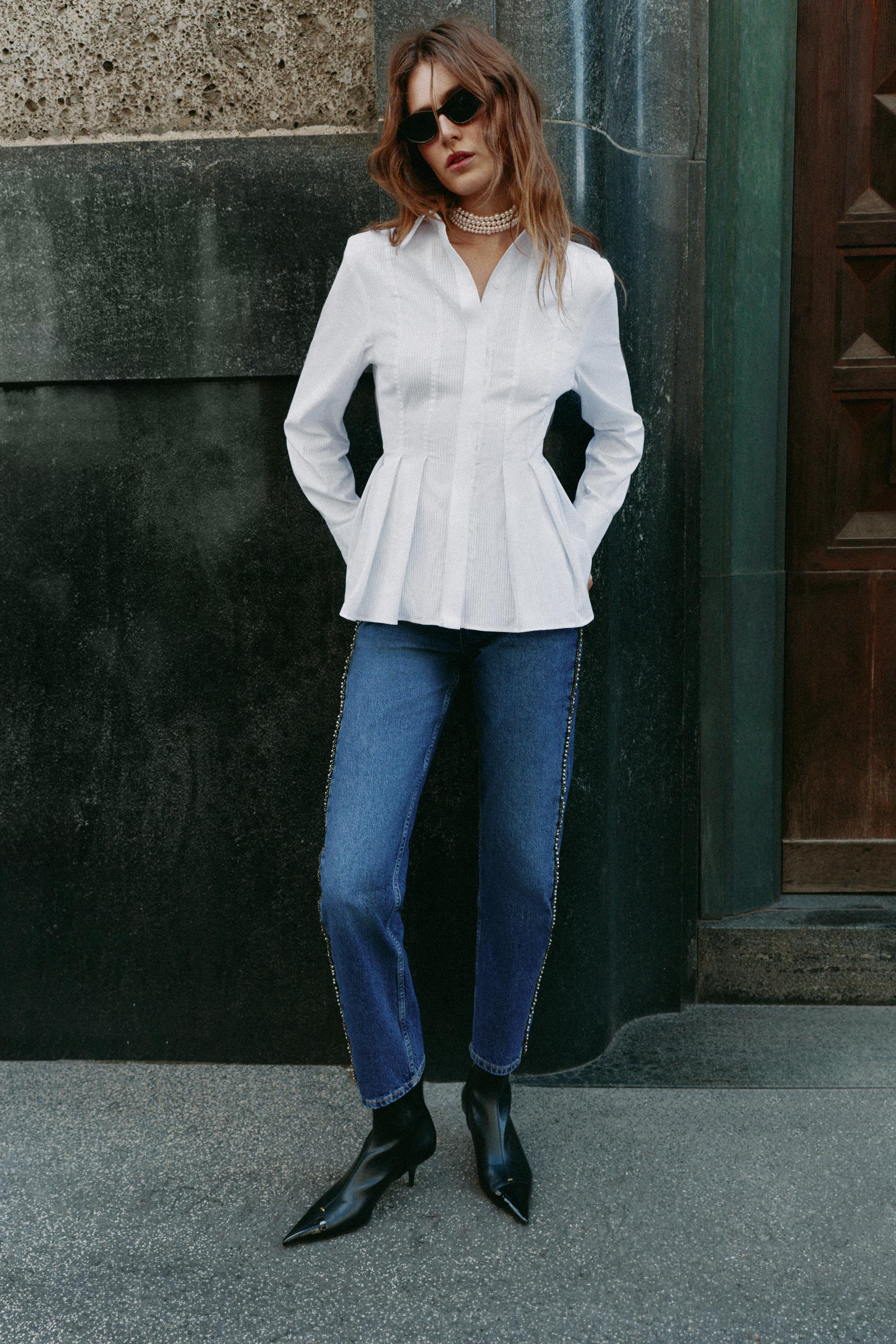 PLEATED POPLIN SHIRT