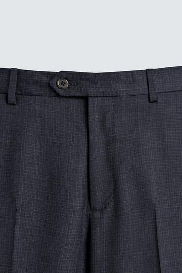 REGULAR FIT 100% WOOL TEXTURED SUIT TROUSERS - Navy blue by Zara - Image 6