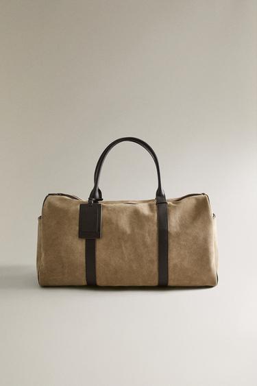 LEATHER TRAVEL BAG - Beige by Zara