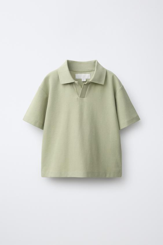 Zara 素色 POLO 衫 - 淺卡其色 - 圖片 0