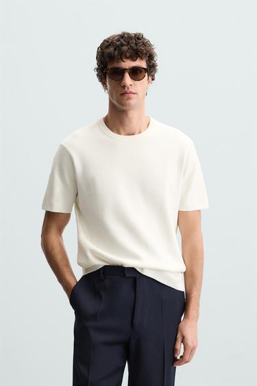 CAMISETA PUNTO RELAXED FIT - Crema de Zara