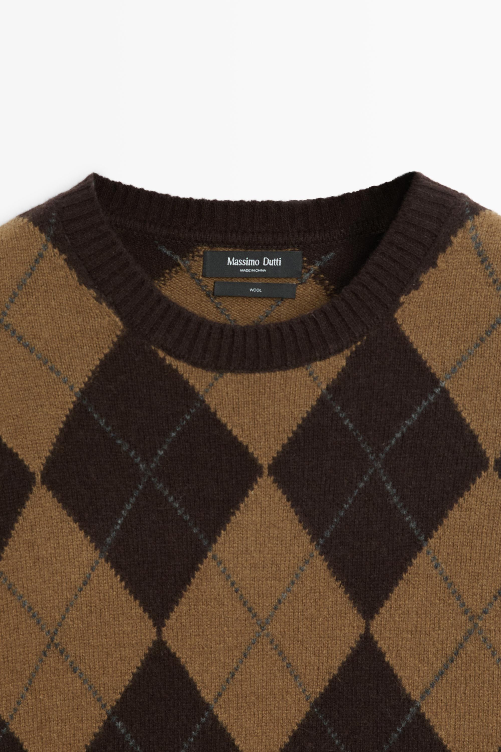 Pull à losanges en maille 100 % laine