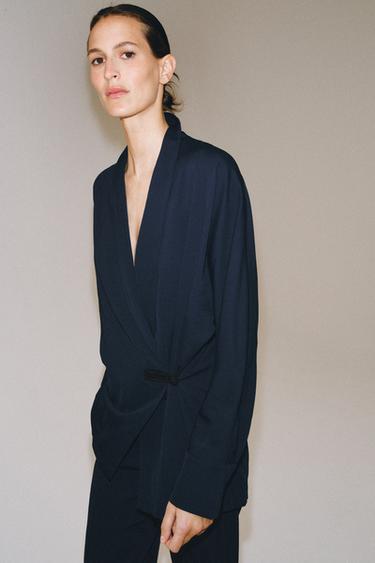 ZW COLLECTION FLOWING SHIRT - Navy blue by Zara - Image 3