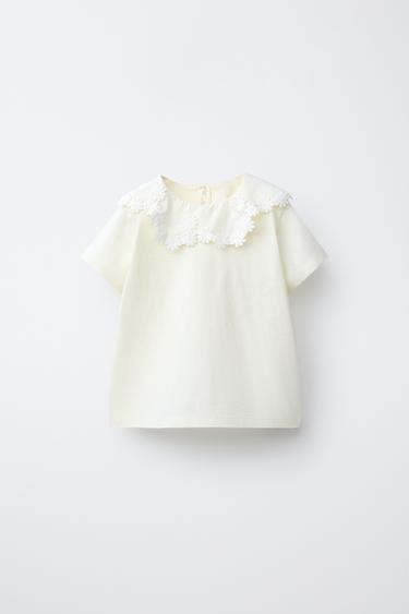 デイジーピーターパン襟TシャツエクリュZaraのデイジーピーターパン襟Tシャツ - エクリュ