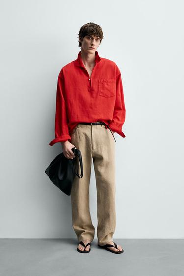 POLOHEMD MIT RELAXED FIT UND STRUKTURMUSTER - Rot von Zara