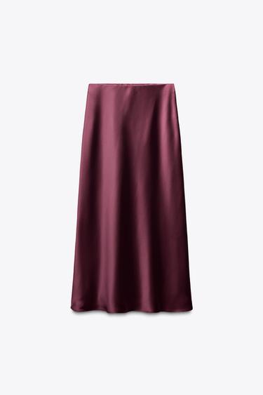 MIDI-NEDERDEL I SATIN - burgundy fra Zara
