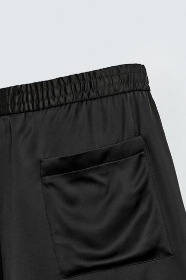 RELAXED FIT SATIN BERMUDA SHORTS - Black by Zara - Image 9