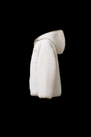 Zara HOODED FLEECE JACKET - Ecru