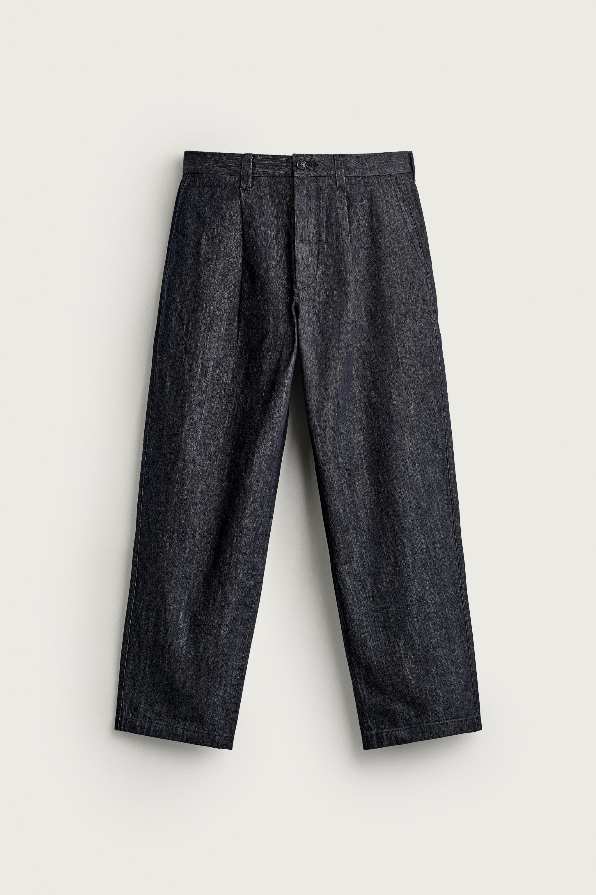 PLEATED DENIM CHINO PANTS