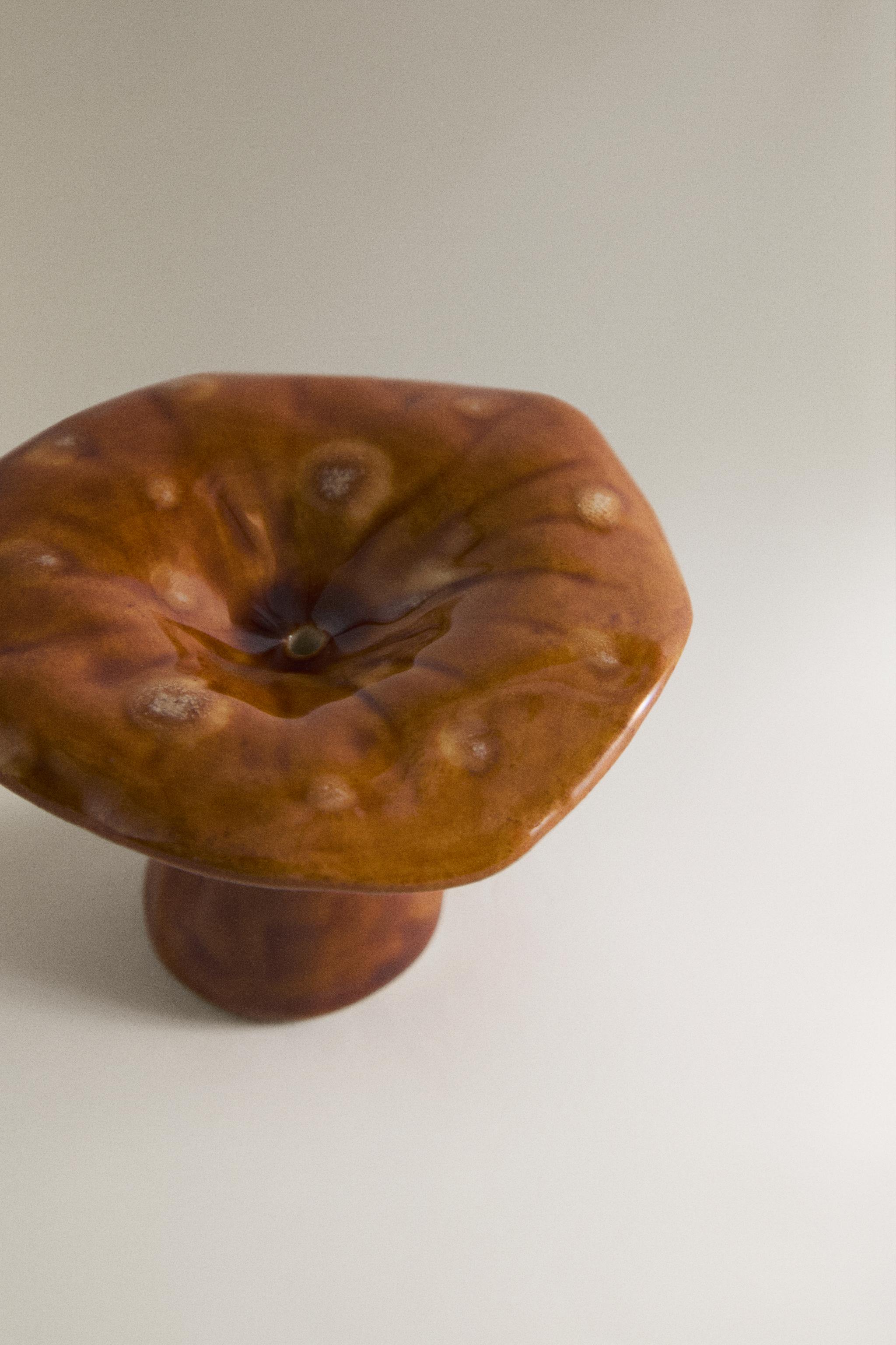 SMALL STONEWARE MUSHROOM CANDLESTICK