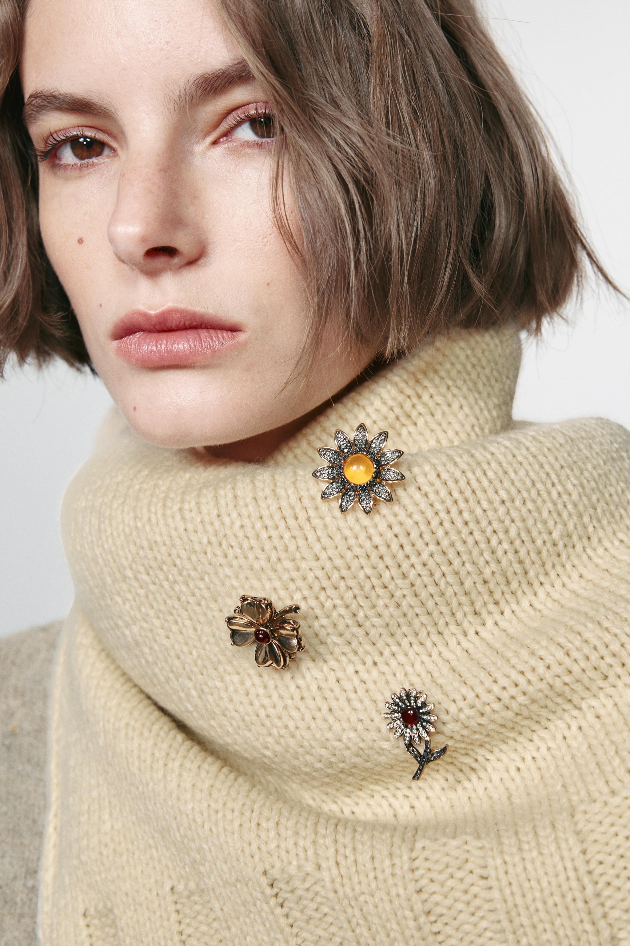 3-PACK FLORAL BROOCHES