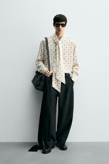 CAMISA ESTAMPADO PAISLEY LAZO - Blanco de Zara - Imagen 0