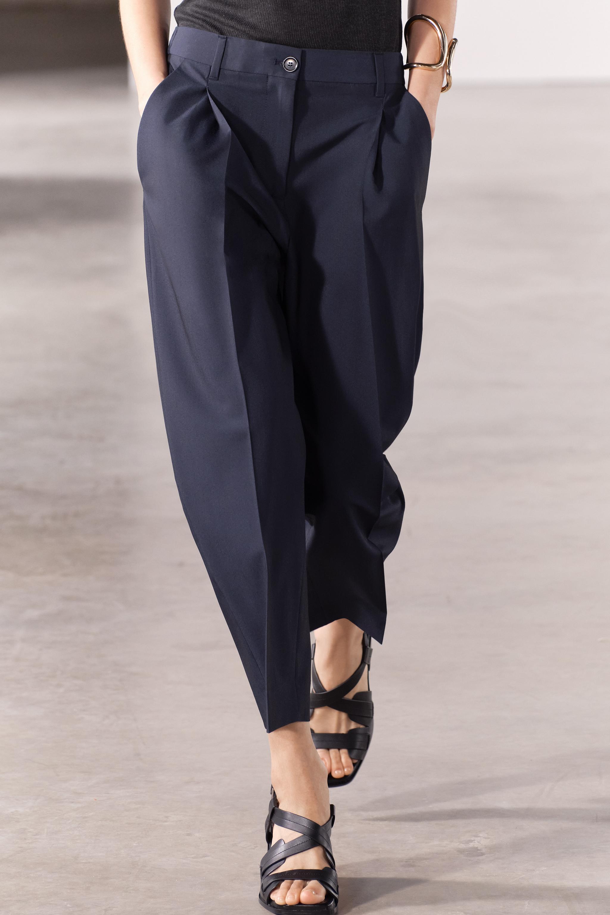PLEATED PANTS ZW COLLECTION - Navy blue | ZARA United States