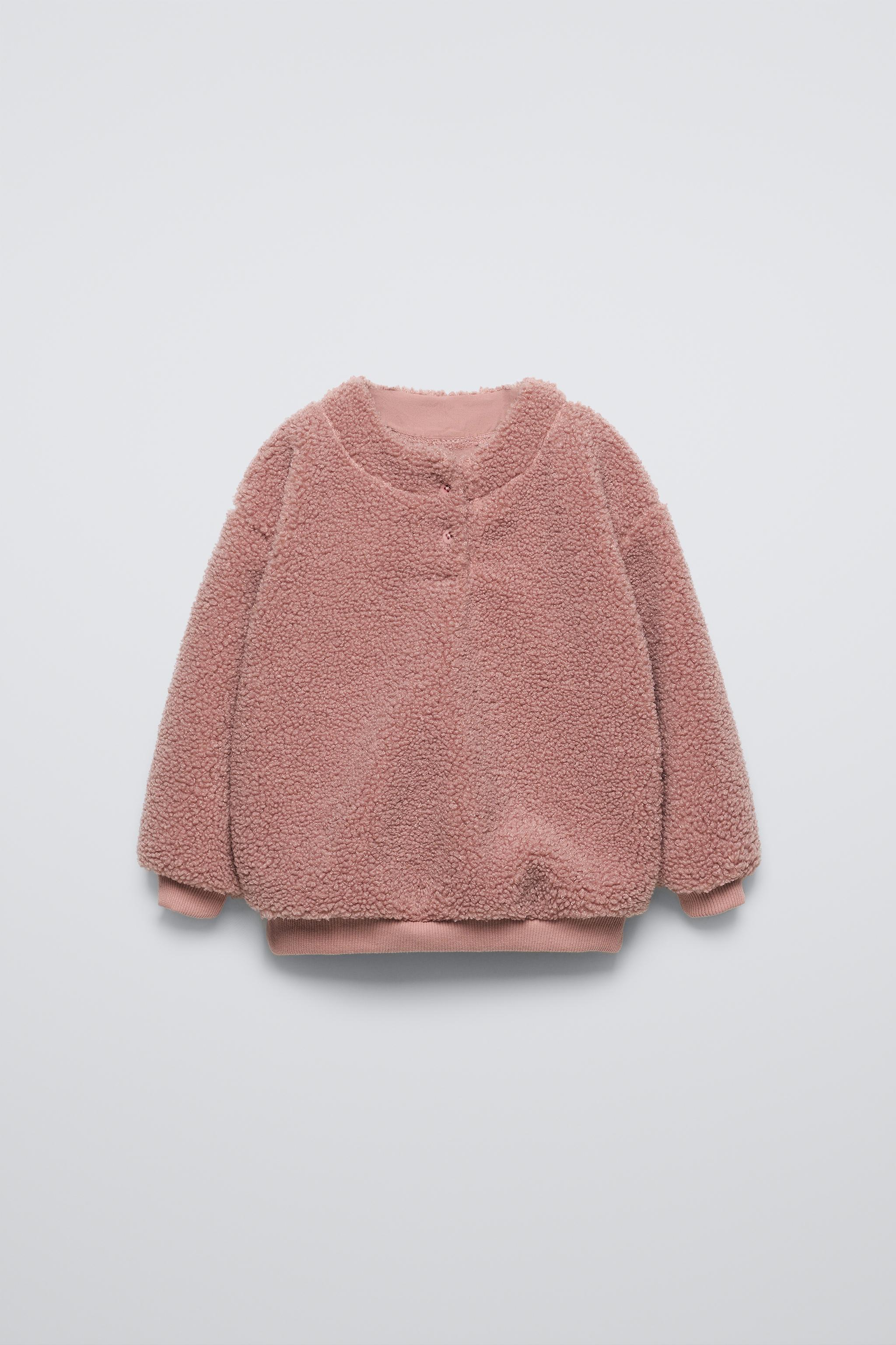 LINED FLEECE SWEATSHIRT Dark pink ZARA United Kingdom