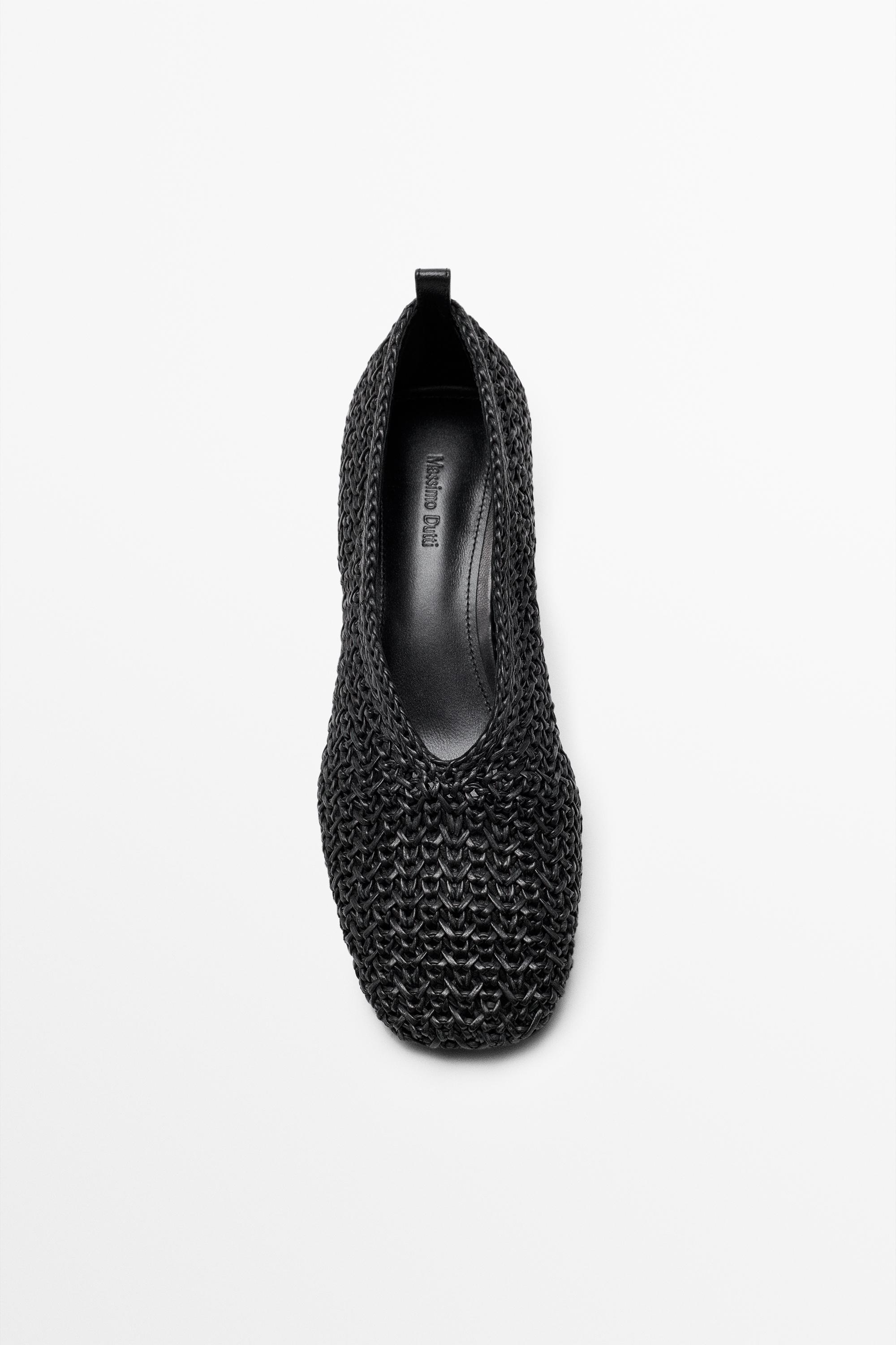 Braided leather heel shoes