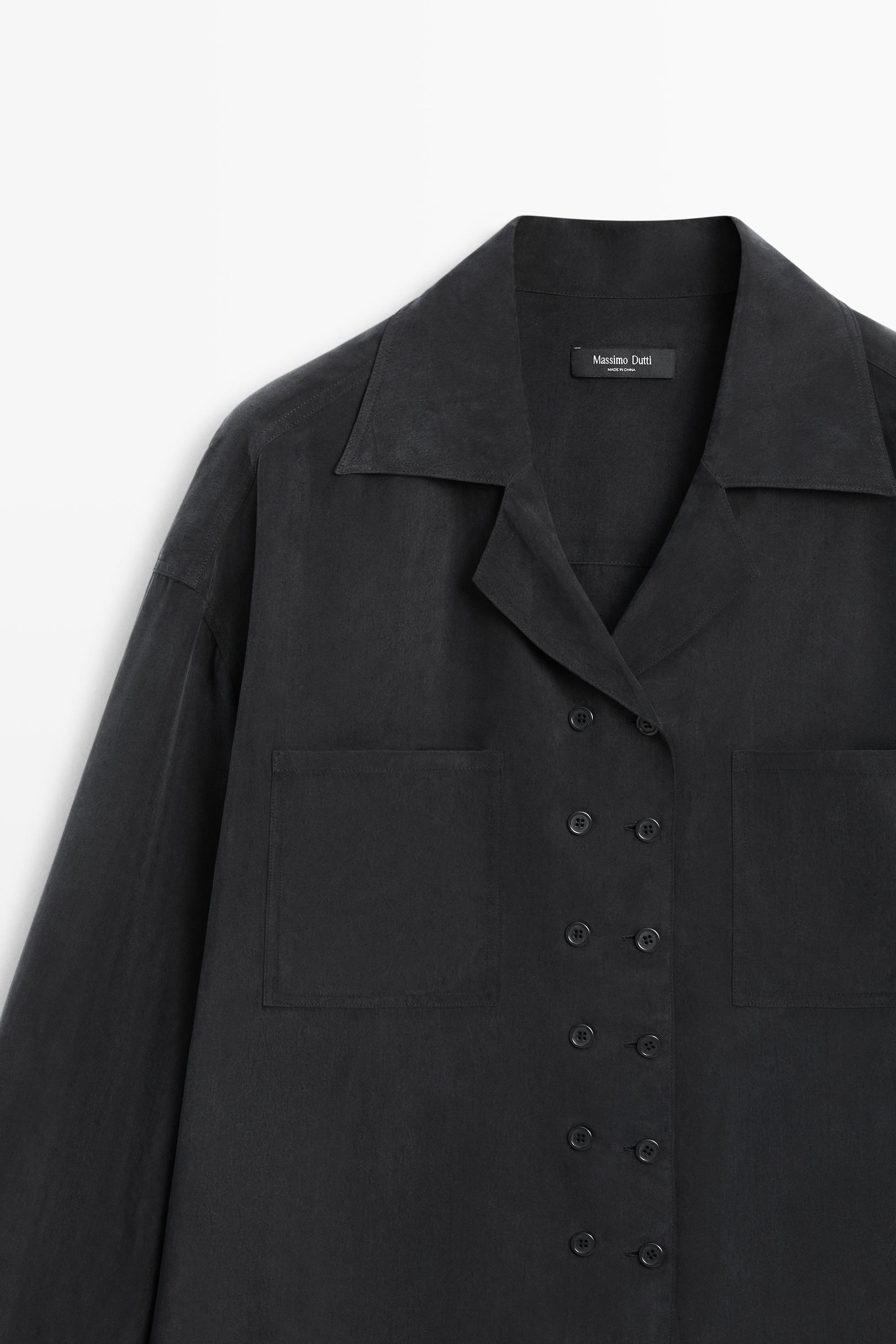 Fluid double-breasted shirt — Anthracite grey