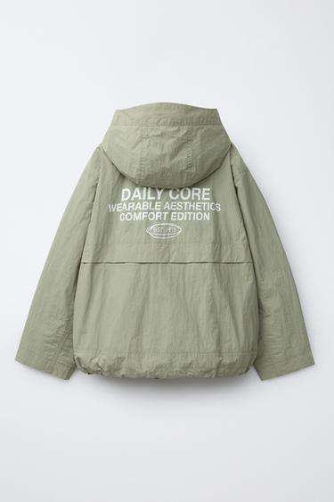 ДОЖДЕВИК С КАПЮШОНОМ WATER REPELLENT — ЗЕЛЕНОВАТЫЙ от Zara