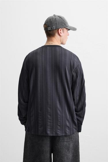 RETRO FOOTBALL TEXTURED SWEATSHIRT - Navy blue by Zara - Image 2