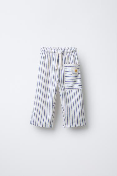 PANTALÓN TEXTURA RAYAS - crudo/kaki de Zara