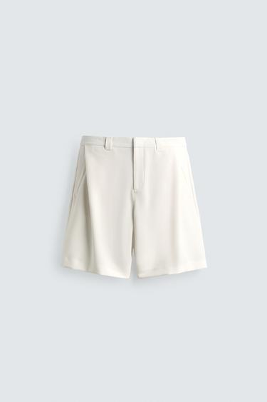 RELAXED FIT BERMUDA SHORTS WITH SIDE PLEATS - Oyster-white by Zara
