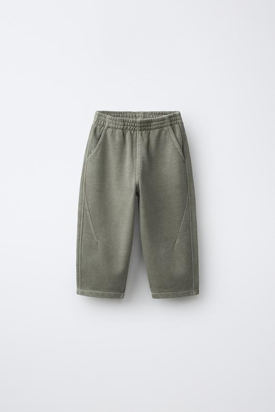 PLAIN BARREL-LEG TROUSERS - Khaki by Zara - Image 0