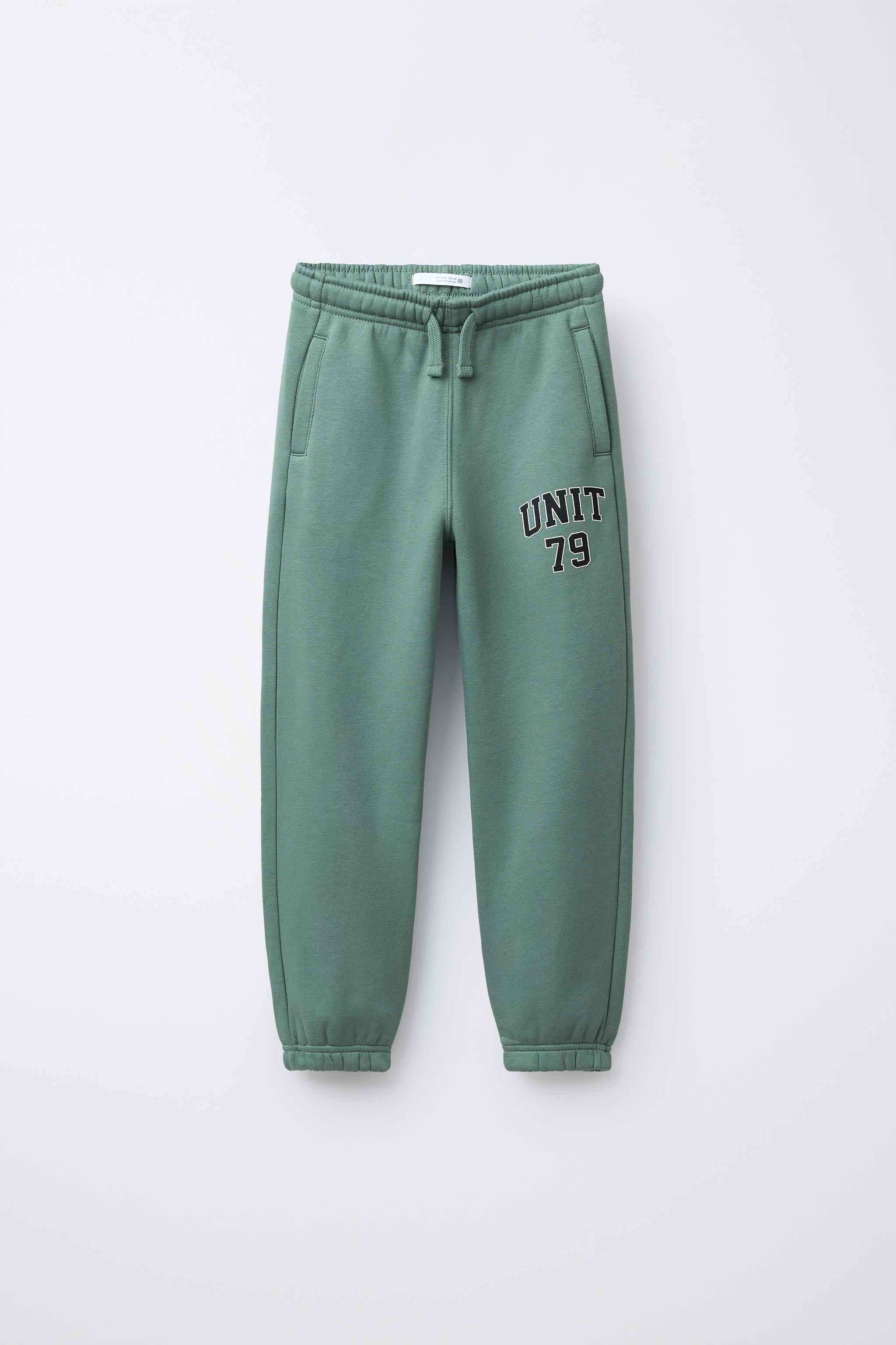 旅行雑誌 ☆ TRANSIT　NEUTRAL TEXT JOGGER JOGGING PANTS - Sea green | ZARA United States