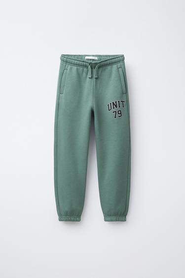 PANTALÓN JOGGER JOGGING TEXTO  - Verde agua de Zara