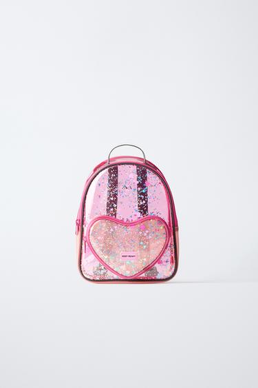 Zara VINYL HEART MINI BACKPACK - Pink - Image 0
