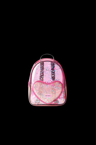 Zara VINYL HEART MINI BACKPACK - Pink - Image 0