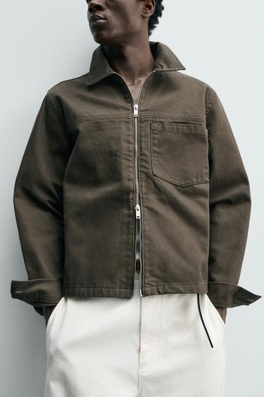 SURCHEMISE REGULAR FIT ZIPPÉE - Marron de Zara - Image 5