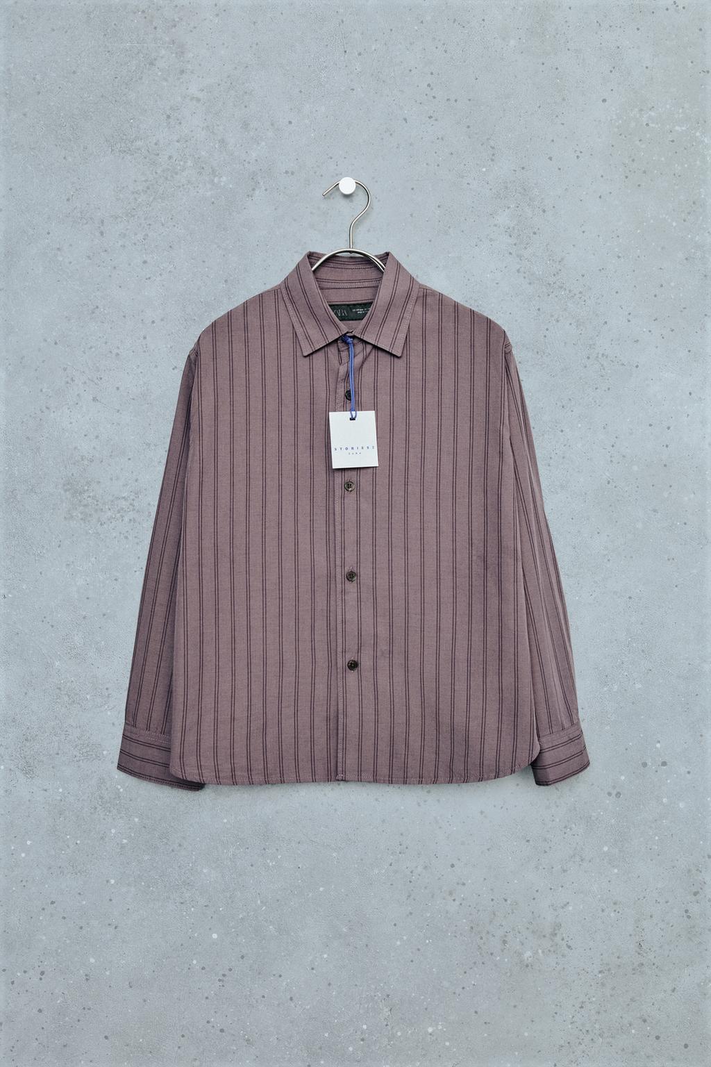 STORIESZ - STRIPED MODAL BLEND COTTON SHIRT