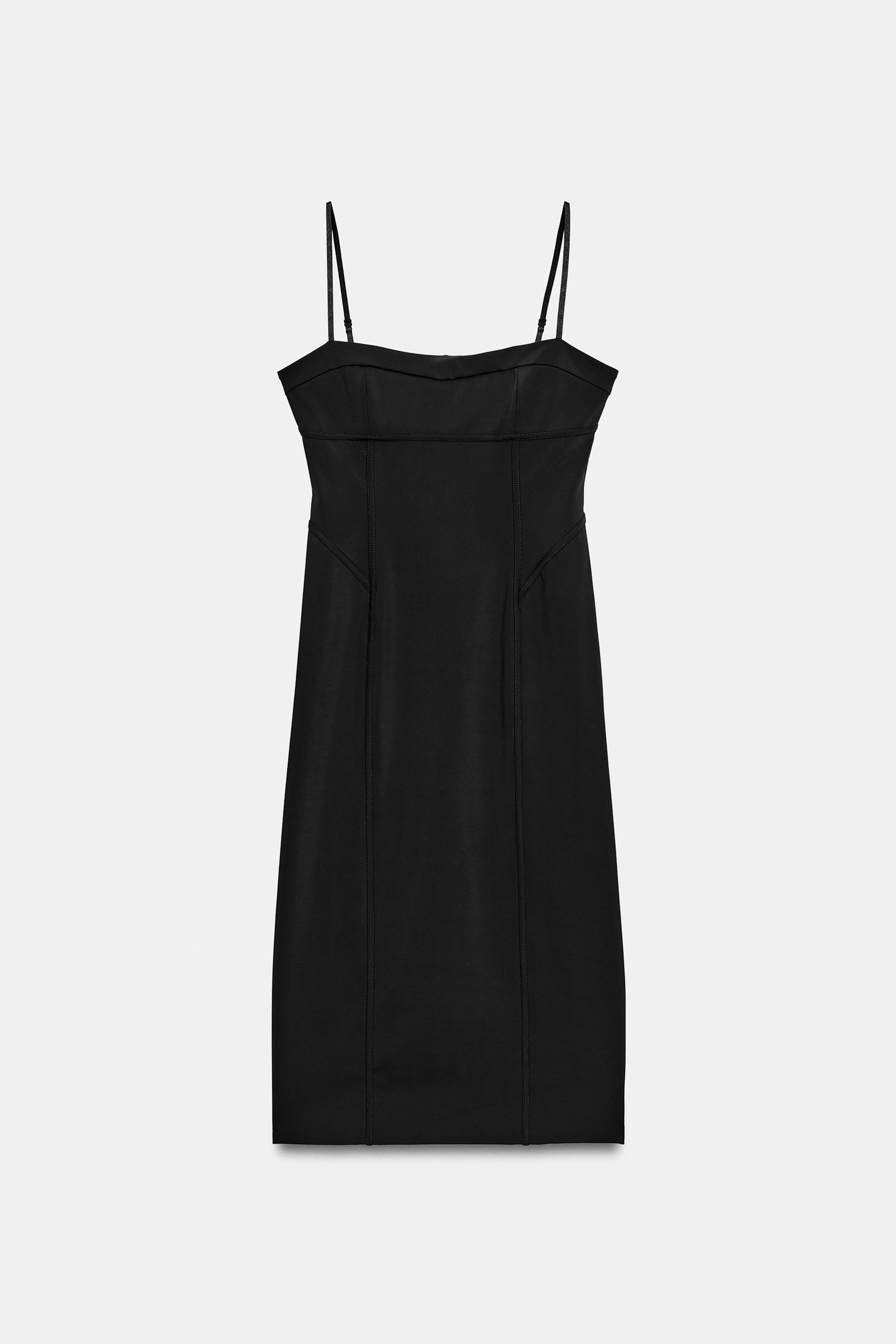Zara DİKİŞ DETAYLI MİDİ ELBİSE görsel 5
