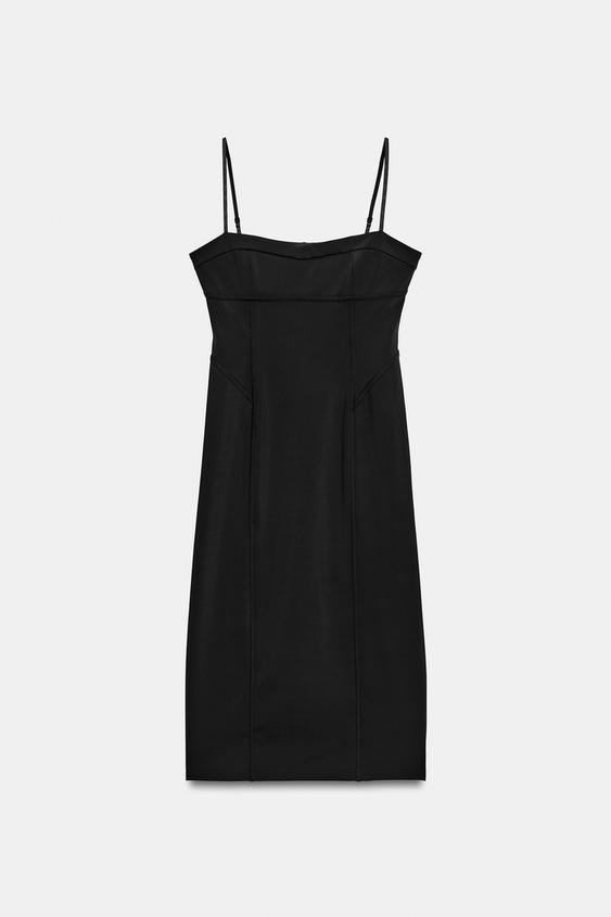 ROBE MI-LONGUE AVEC COUTURES - Noir de Zara - Image 4