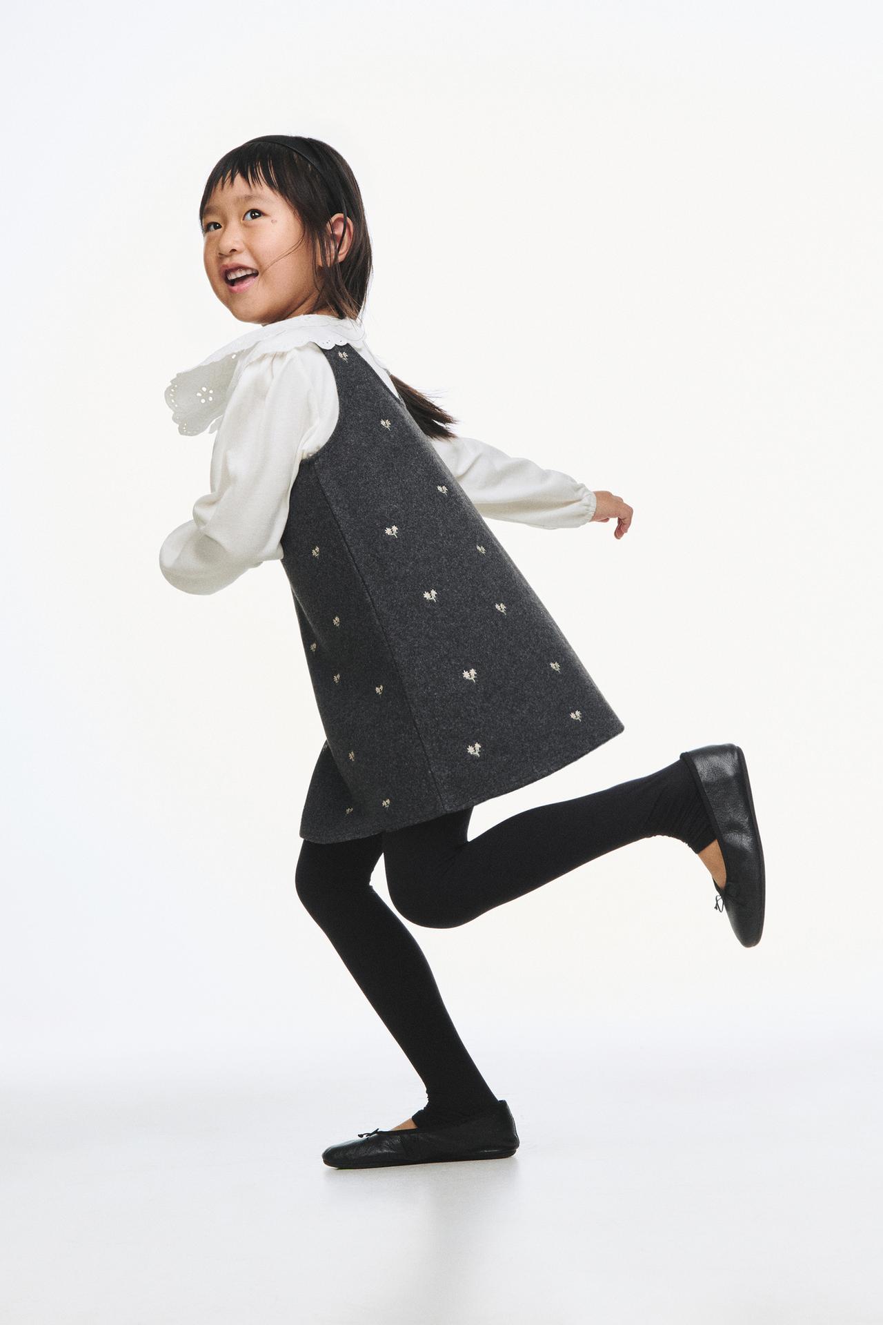 EMBROIDERED FLORAL PIÑAFOR — Anthracite grey