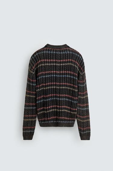 PULL STRUCTURÉ À RAYURES - Noir de Zara - Image 7