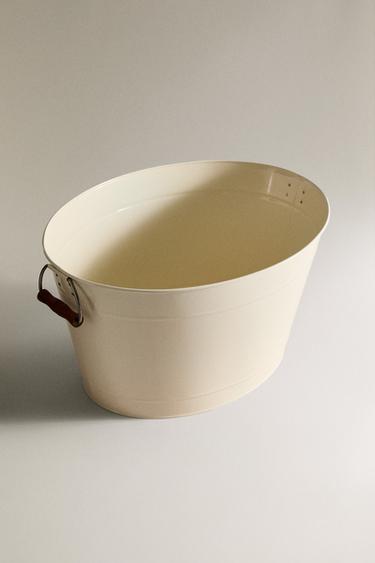 LACQUERED METAL TUB - Cream by Zara - Image 1