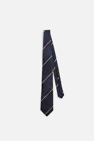 GEOMETRIC 100% SILK TIE - navy by Zara - Image 1